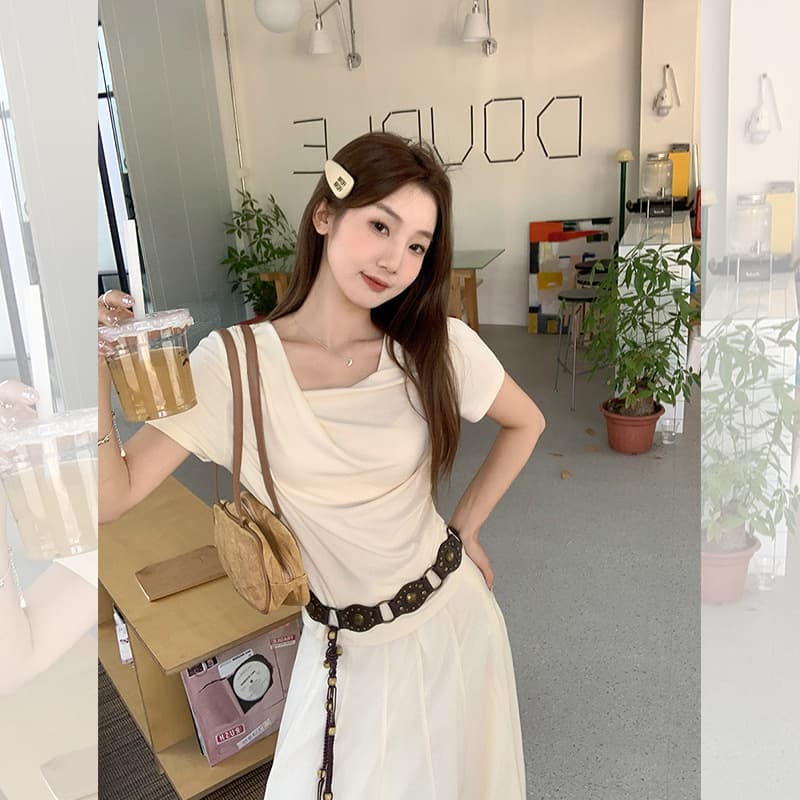 カットソー 優美な落ち感 ドレープボートネック