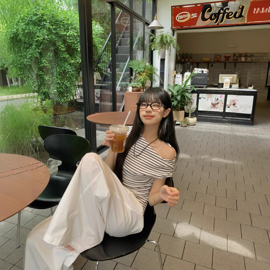 カットソー 肩見せボーダーボートネック