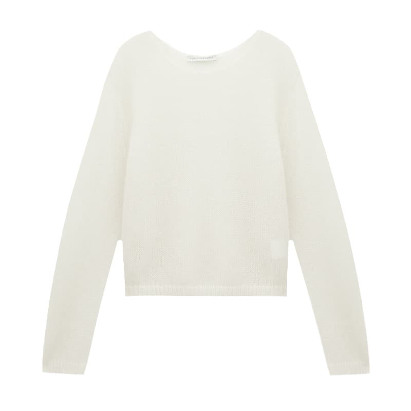 カットソー シアーニット 透け感長袖プルオーバー