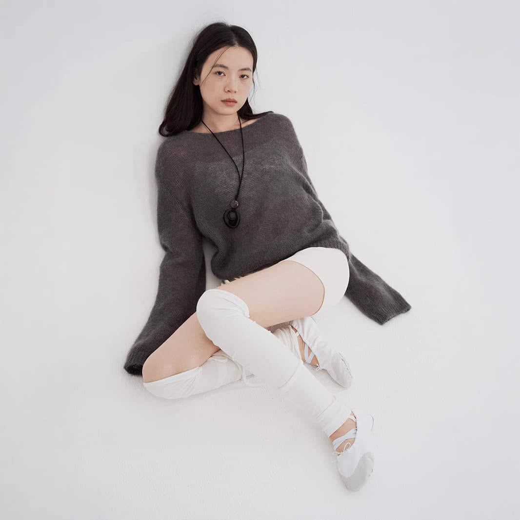 カットソー シアーニット 透け感長袖プルオーバー