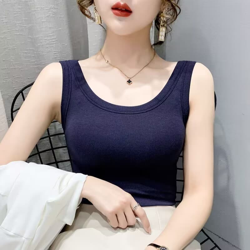 カットソー なめらかフィット リブタンクトップ