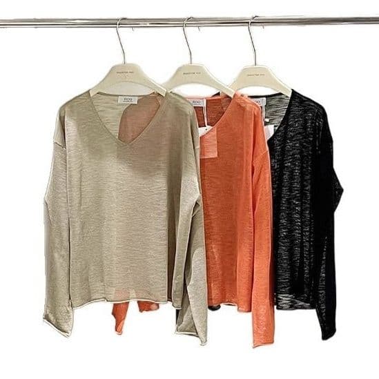 カットソー エアリー素材ゆったりVネックプルオーバー