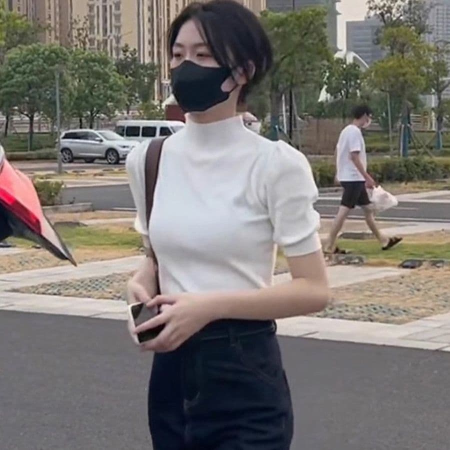 カットソー すっきりフィット ハイネック半袖