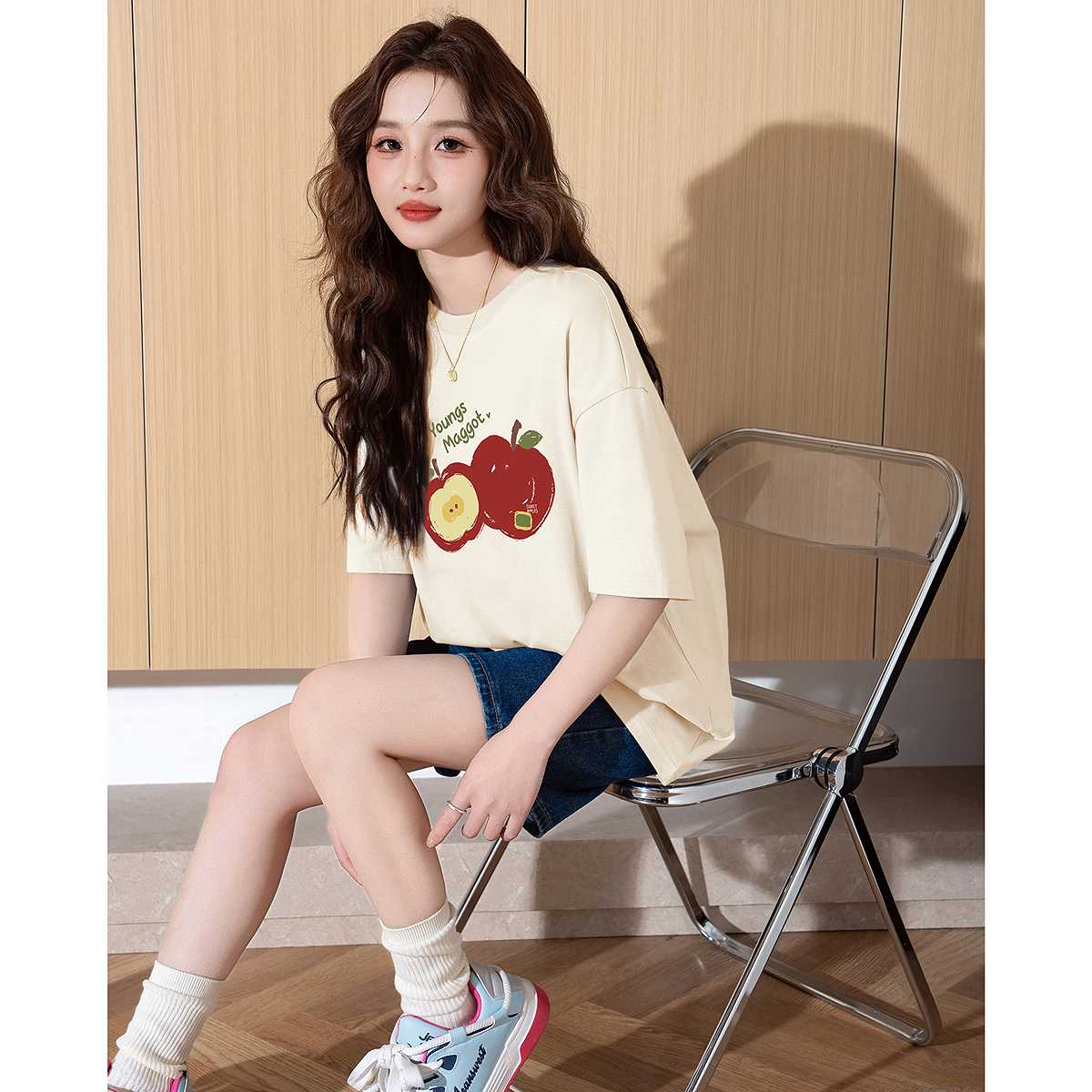 カットソー 果物図案 ゆったりカットソー