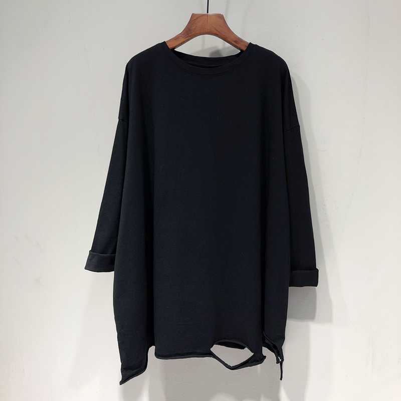 カットソー シンプルゆったり裾デザイン長袖