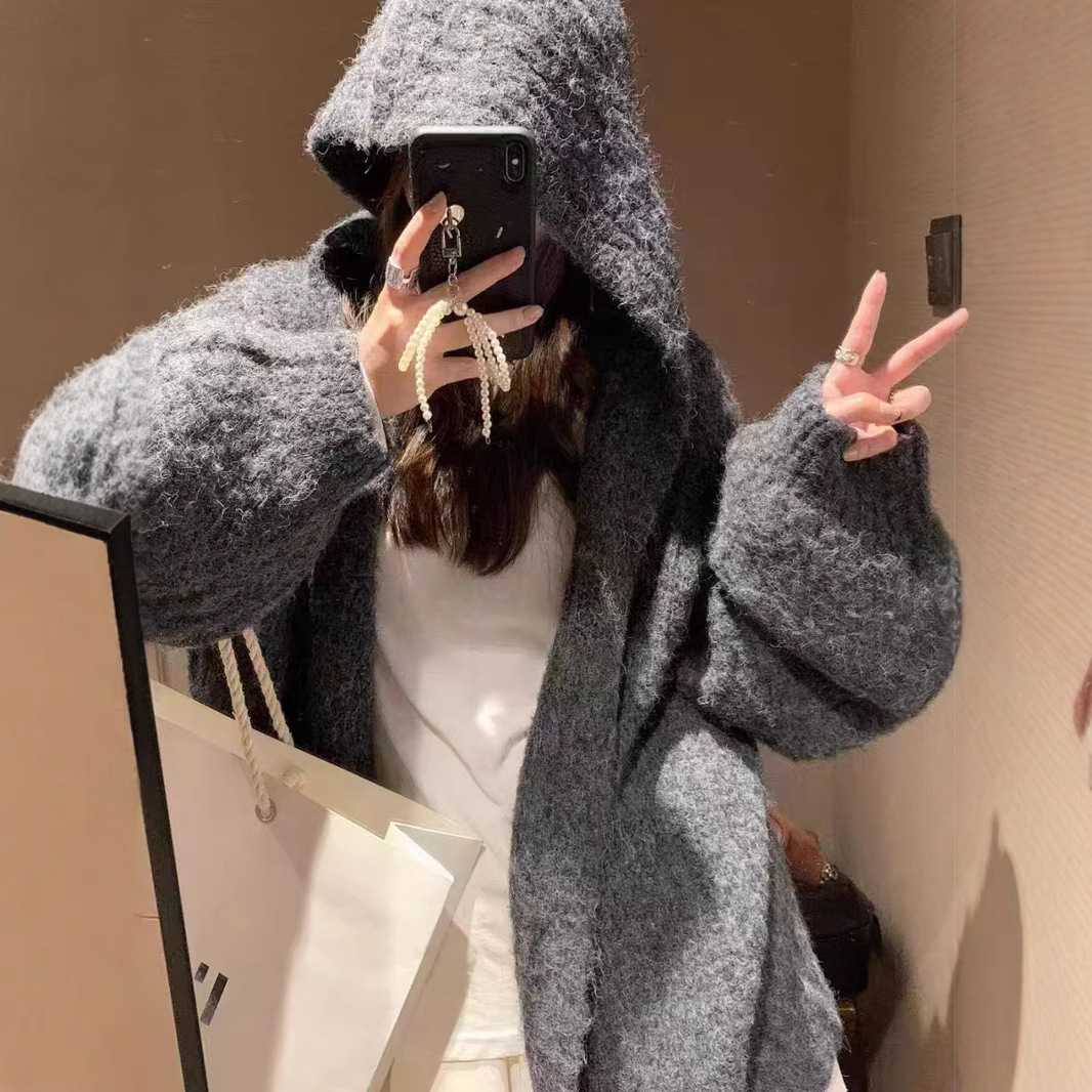 カットソー もこもこフード付きカーディガン