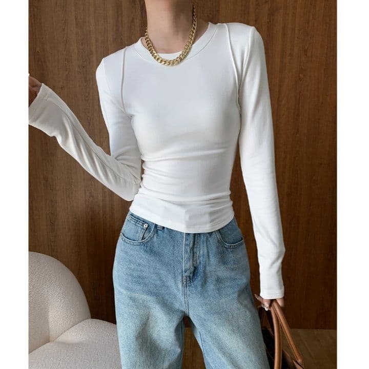 カットソー すっきりフィット シンプル長袖カットソー