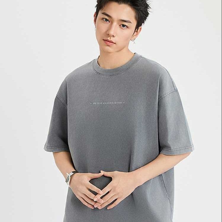 カットソー シンプル文字入りオーバーサイズ半袖