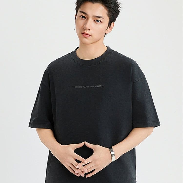 カットソー シンプル文字入りオーバーサイズ半袖