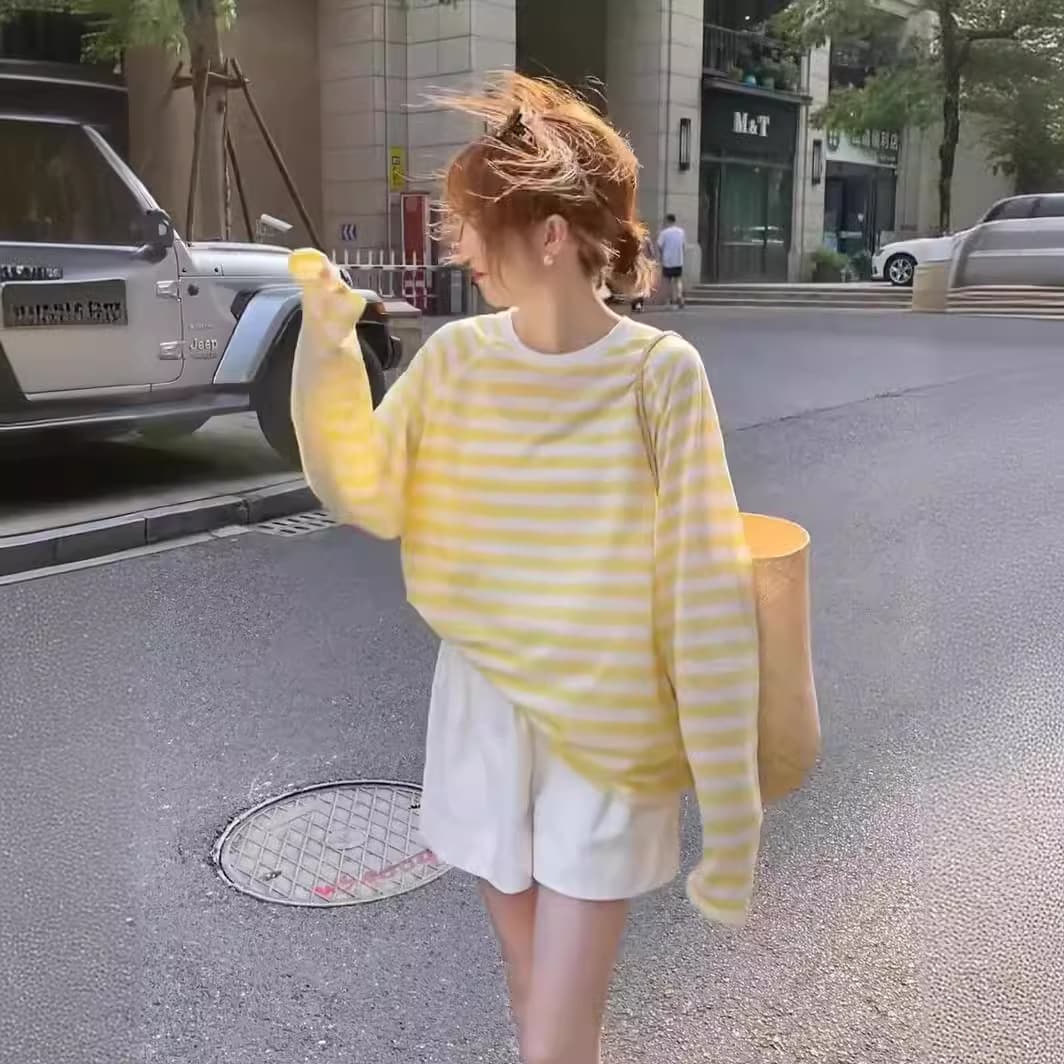 カットソー 優しい風合い ボーダー長袖カットソー