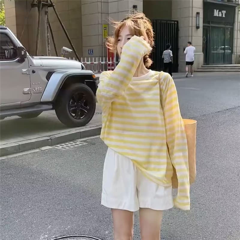 カットソー 優しい風合い ボーダー長袖カットソー