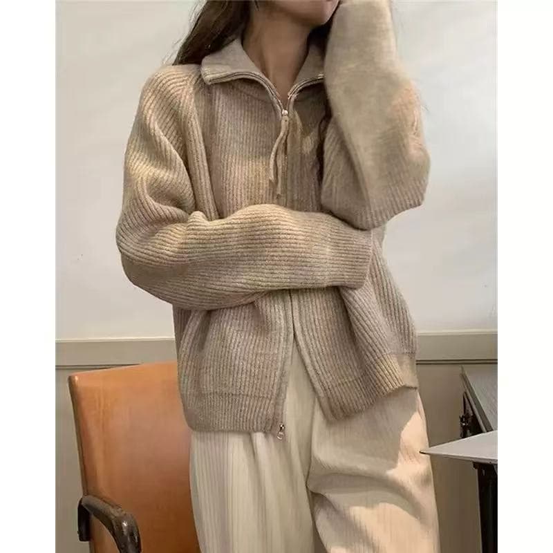 カットソー 長袖ニットカーディガン韓国風レディース９色展開
