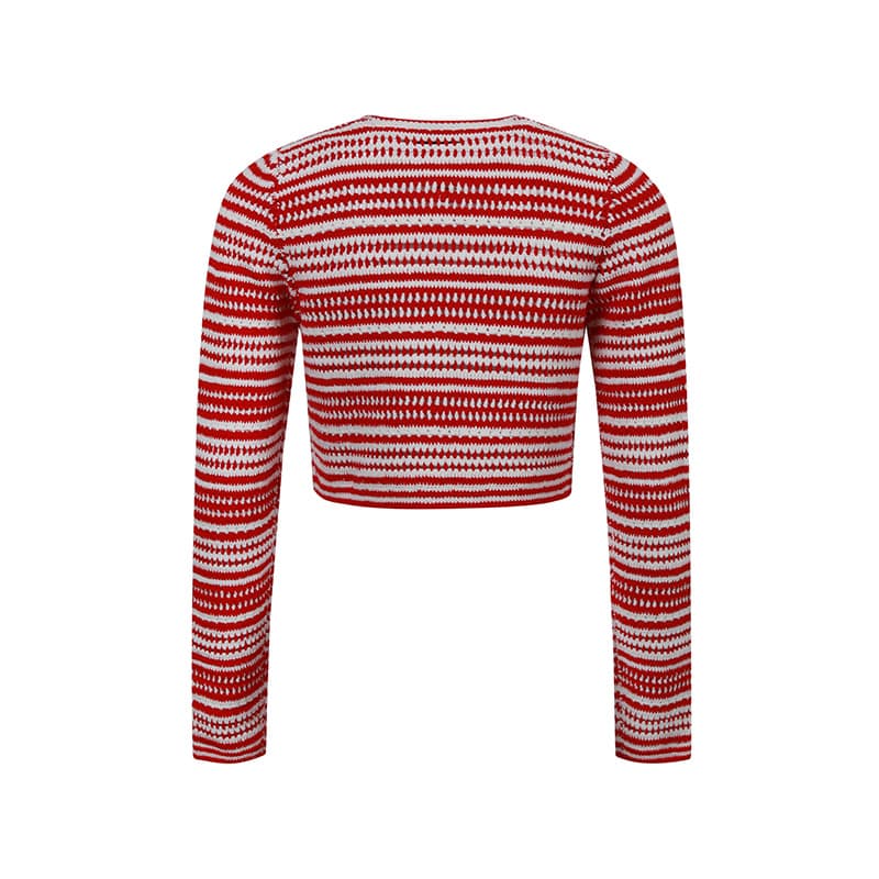 カットソー 模様編みショート丈カーディガン