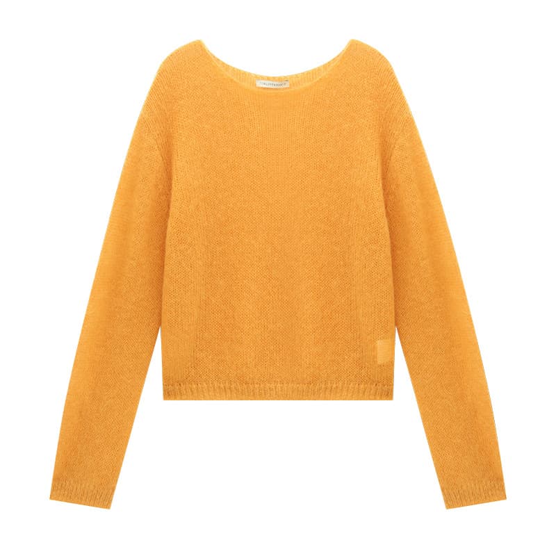 カットソー シアーニット 透け感長袖プルオーバー