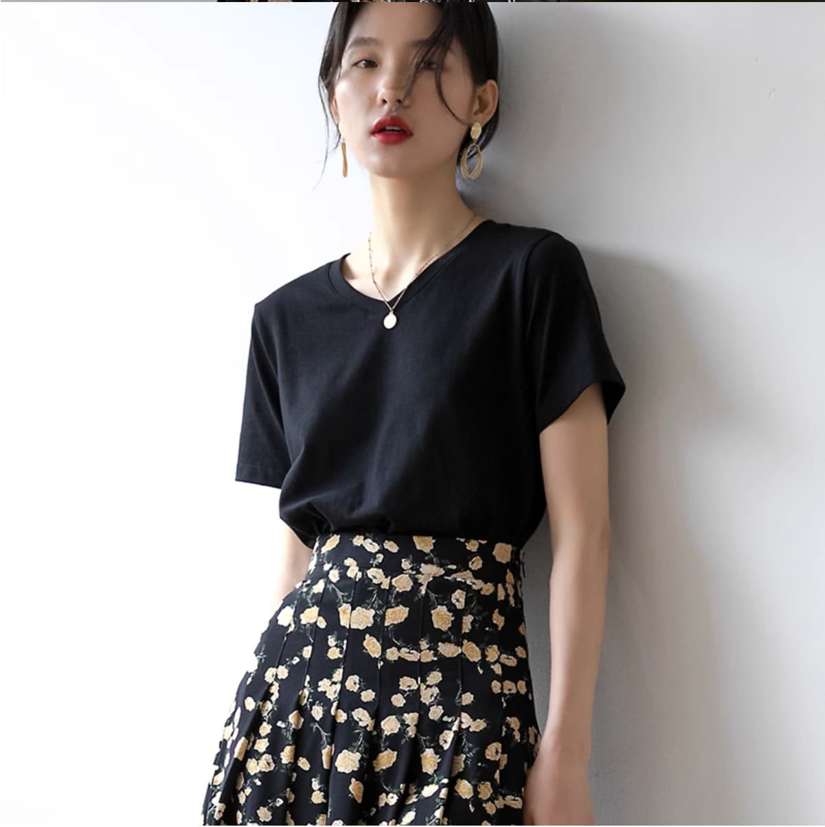 カットソー シンプル美シルエット 定番Vネック