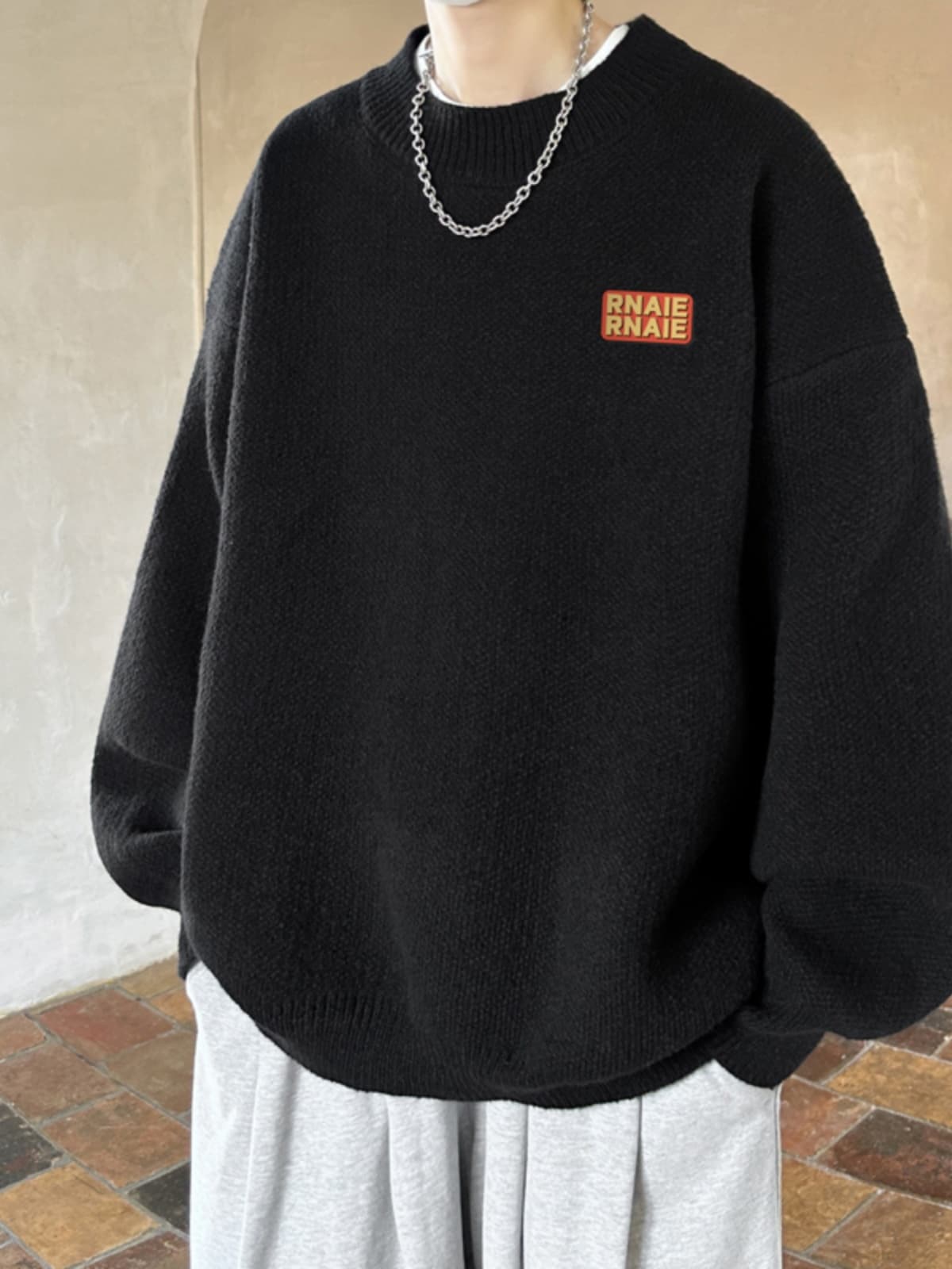 カットソー リブ編みオーバーサイズニット