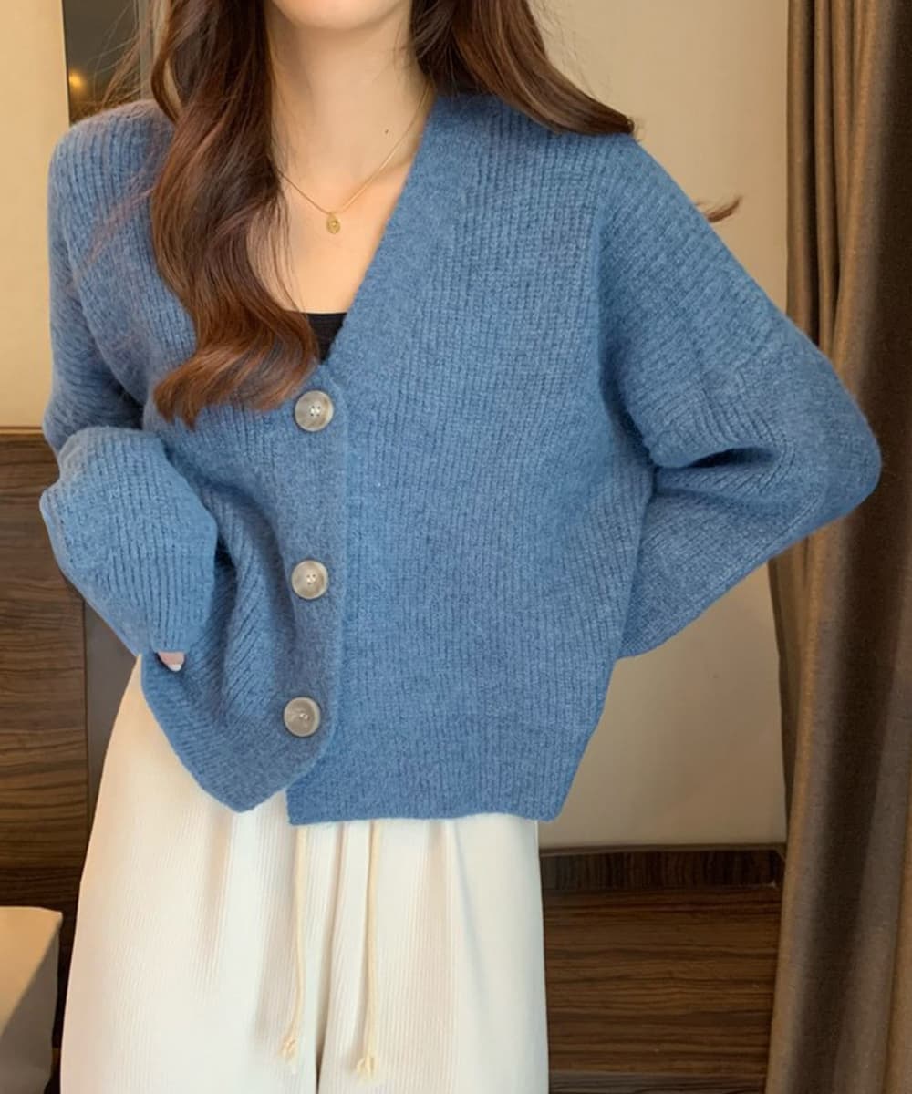 カットソー Vネックニットカーディガン長袖羽織り秋冬