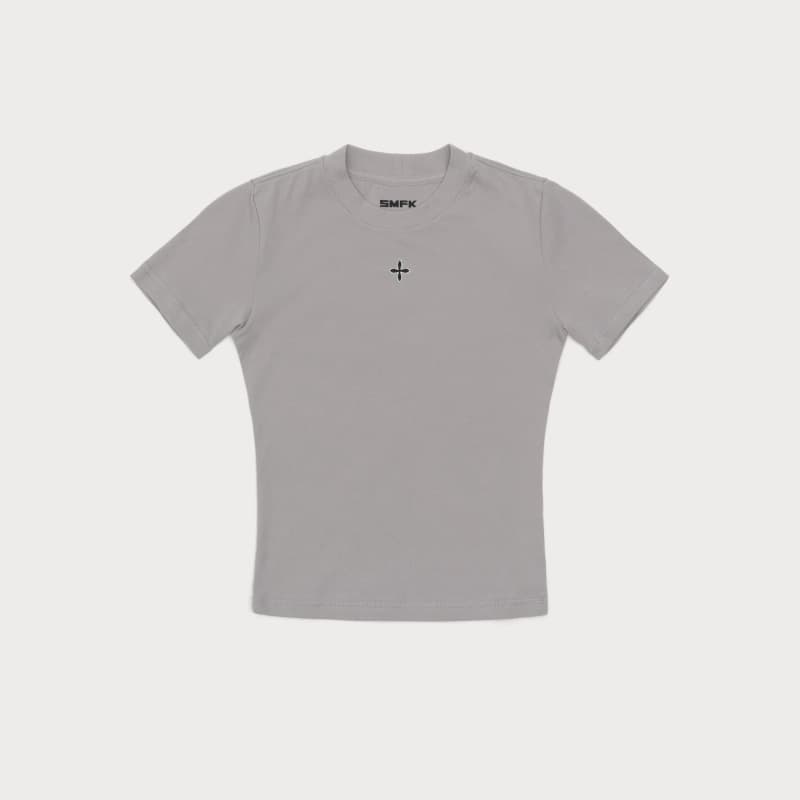 カットソー シンプル胸元マークショート丈カットソー