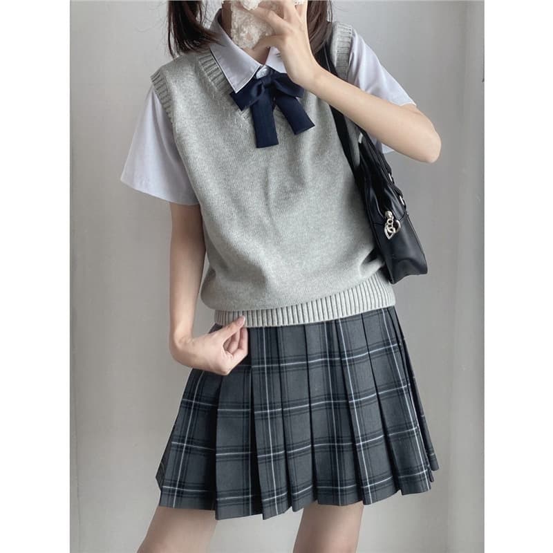 カットソー 学生風ニットベスト