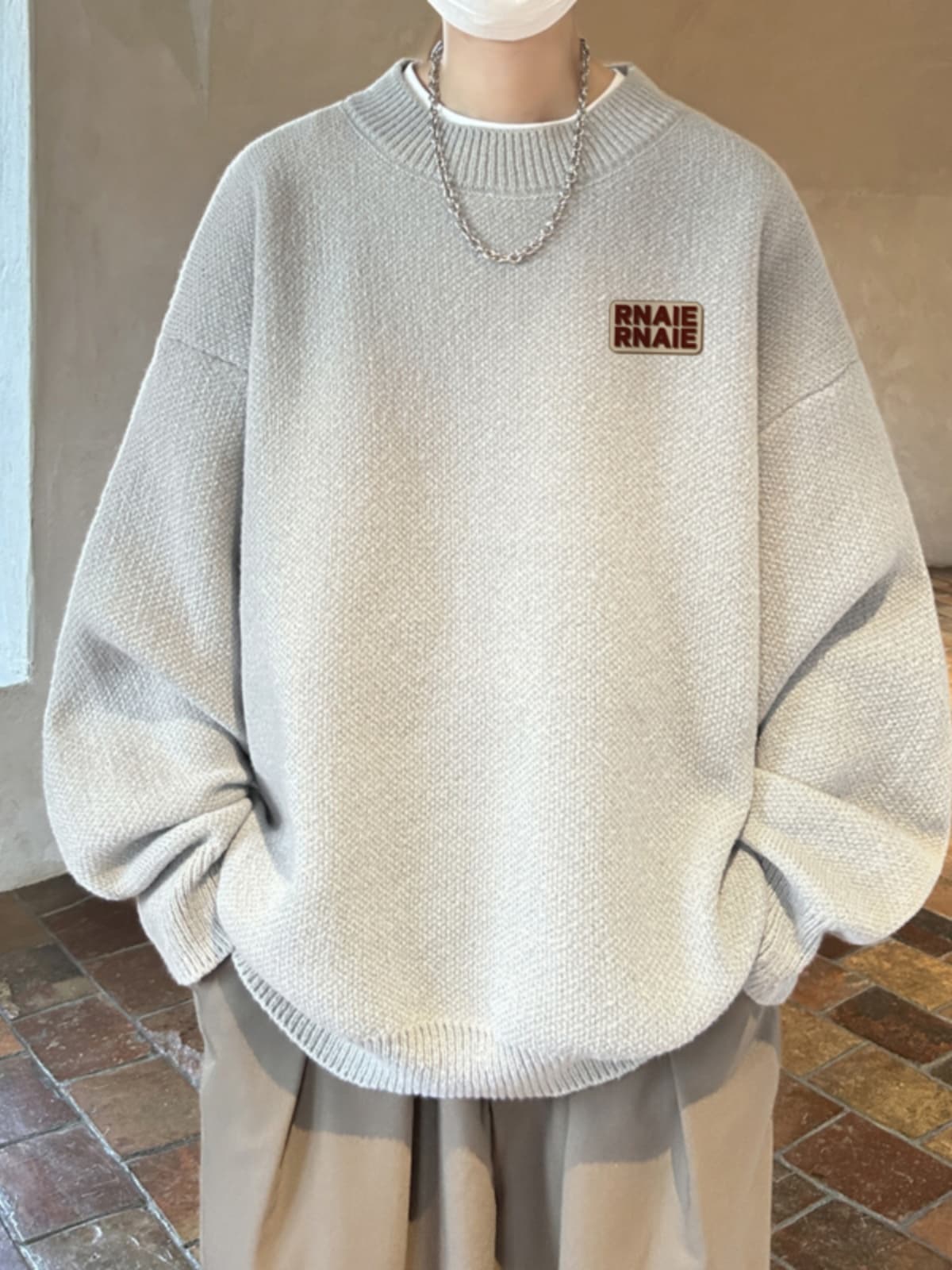 カットソー リブ編みオーバーサイズニット