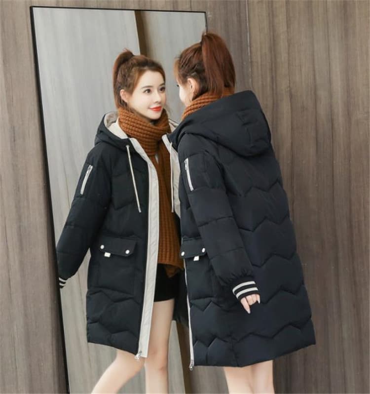 カットソー 冬服長袖ダウンコート ゆったり中丈レディース防寒着