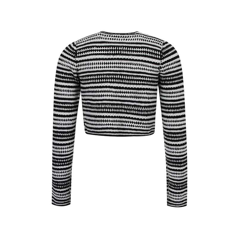 カットソー 模様編みショート丈カーディガン