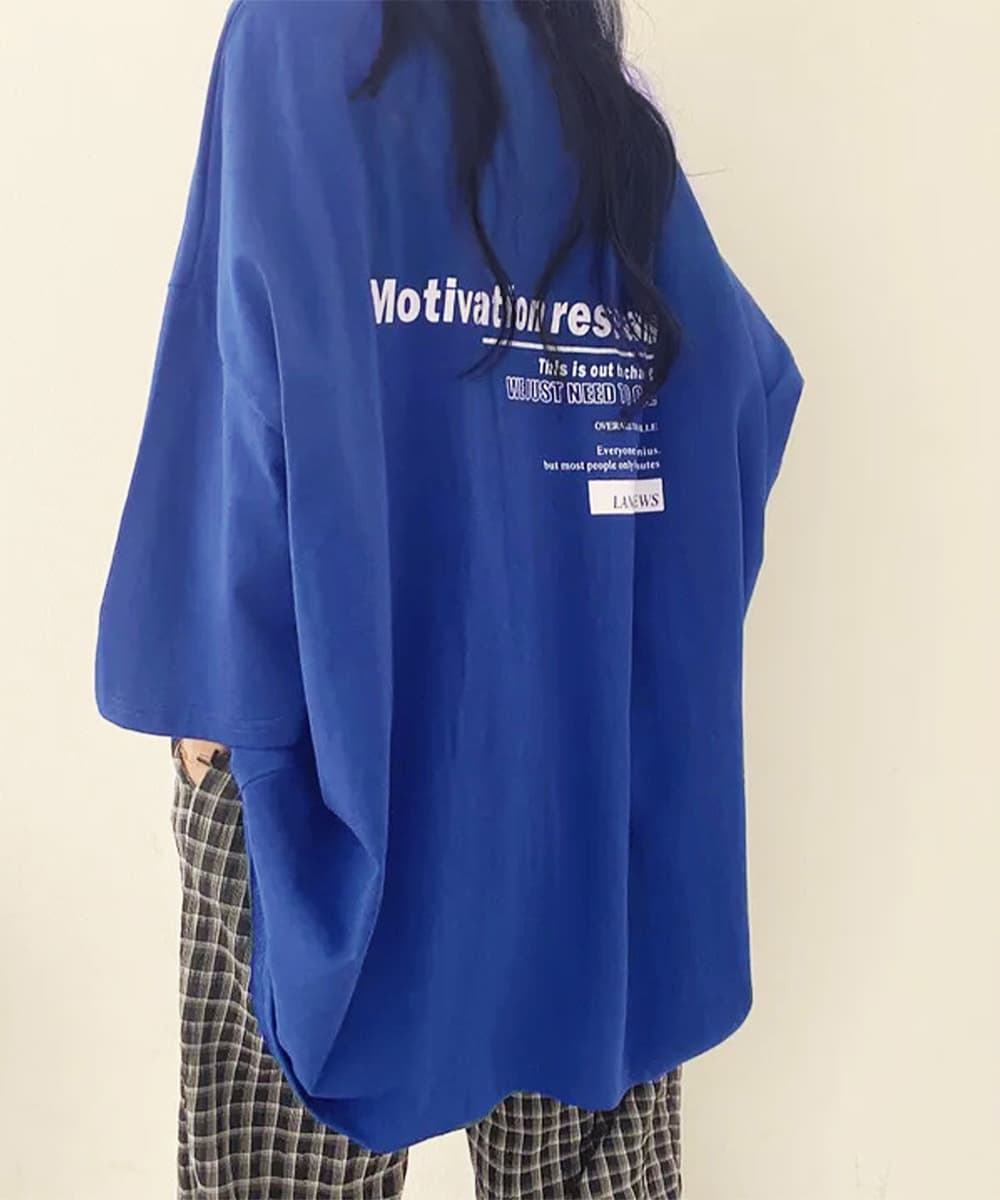 カットソー  オーバーサイズ ロゴプリント 長袖カットソー