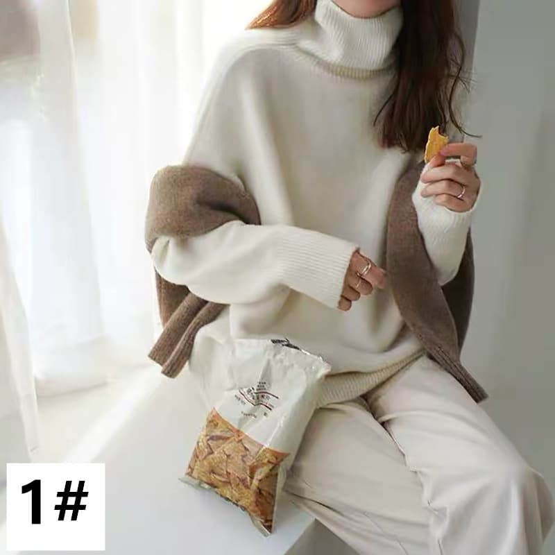 カットソー 秋冬新作 ハイネックセーター 長袖ニット 女性用 全7色展開