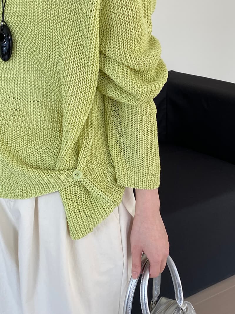 カットソー 裾結びニット長袖プルオーバー