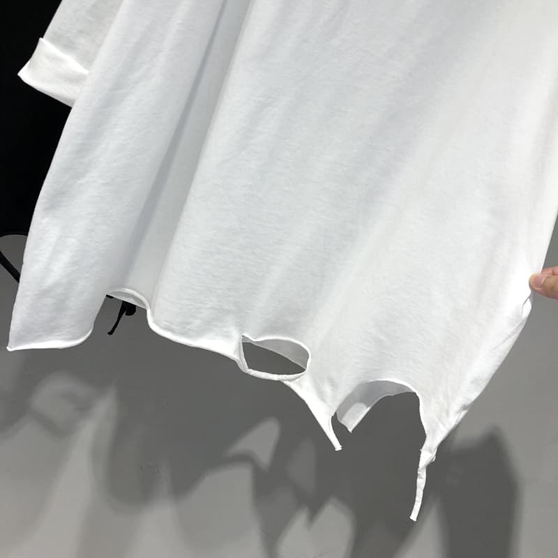 カットソー シンプルゆったり裾デザイン長袖