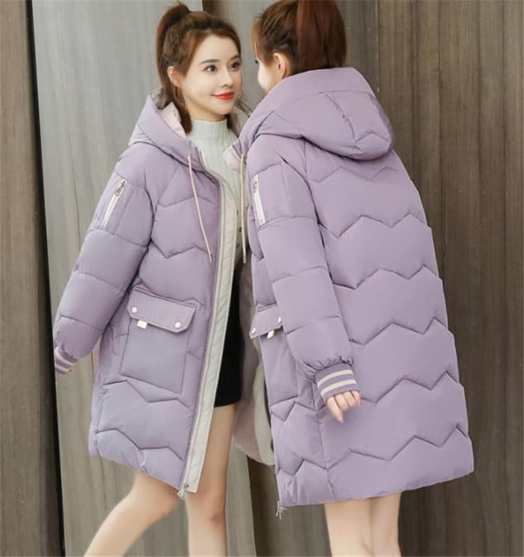 カットソー 冬服長袖ダウンコート ゆったり中丈レディース防寒着