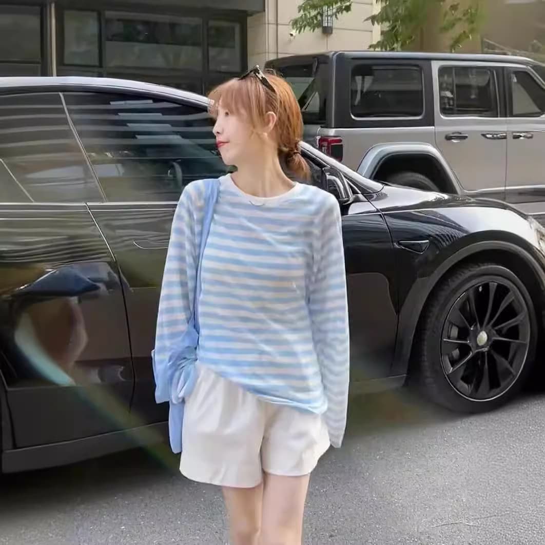 カットソー 優しい風合い ボーダー長袖カットソー