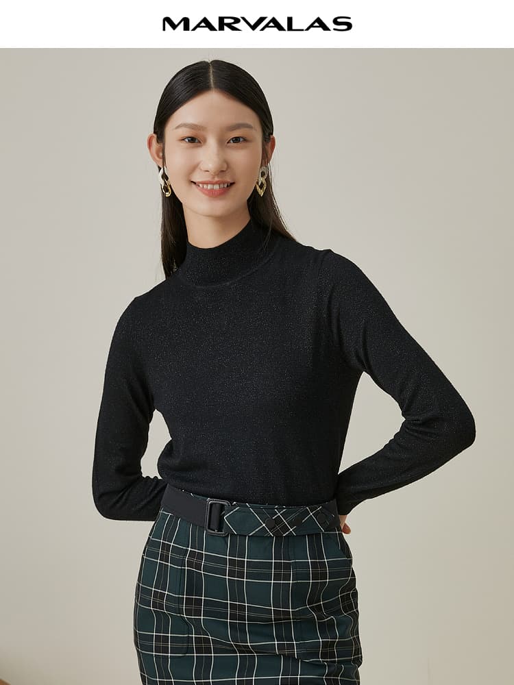 カットソー すっきりハイネック長袖カットソー