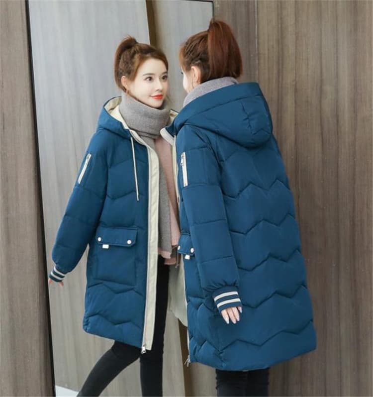 カットソー 冬服長袖ダウンコート ゆったり中丈レディース防寒着
