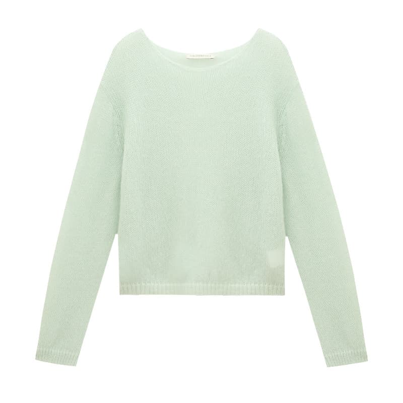 カットソー シアーニット 透け感長袖プルオーバー