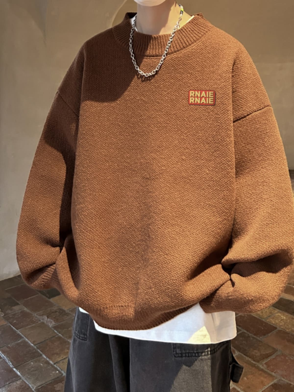 カットソー リブ編みオーバーサイズニット