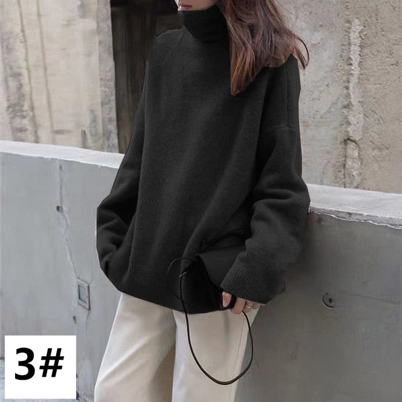 カットソー 秋冬新作 ハイネックセーター 長袖ニット 女性用 全7色展開