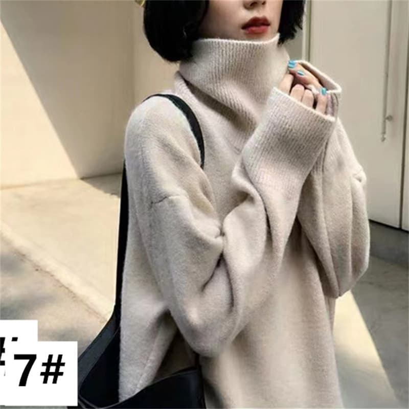 カットソー 秋冬新作 ハイネックセーター 長袖ニット 女性用 全7色展開