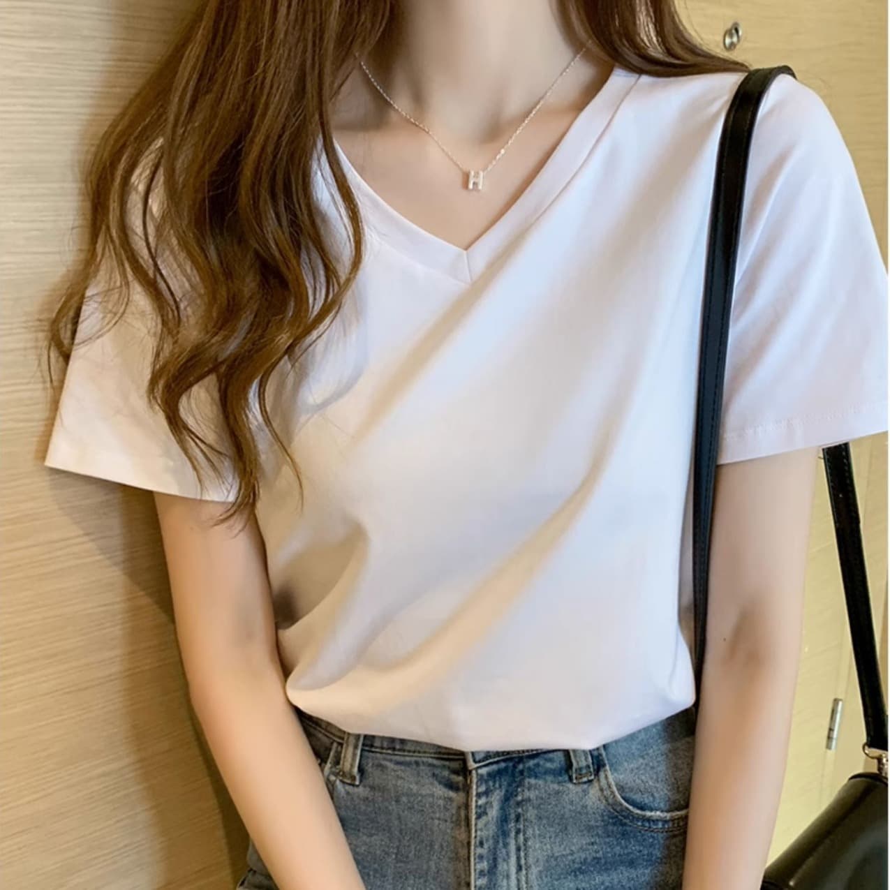 カットソー シンプル美シルエット 定番Vネック