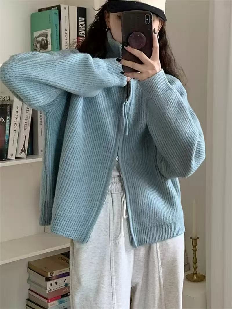 カットソー 長袖ニットカーディガン韓国風レディース９色展開