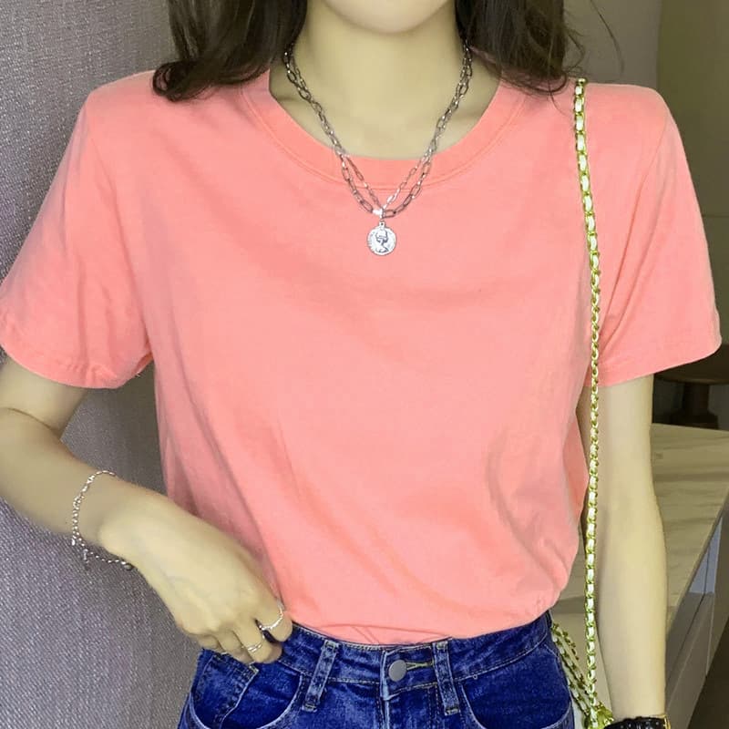 カットソー シンプル丸首ベーシックカットソー