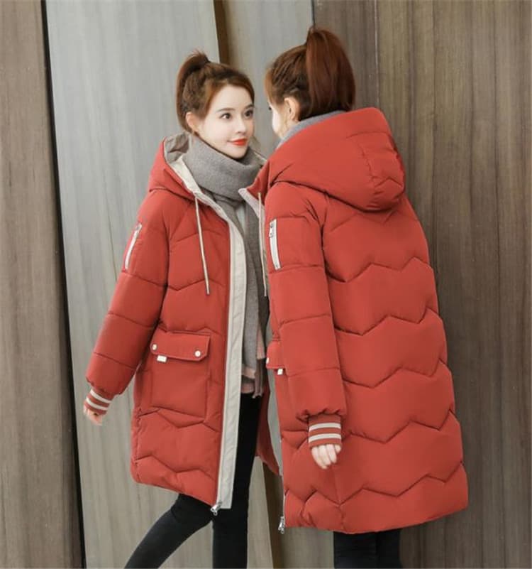 カットソー 冬服長袖ダウンコート ゆったり中丈レディース防寒着