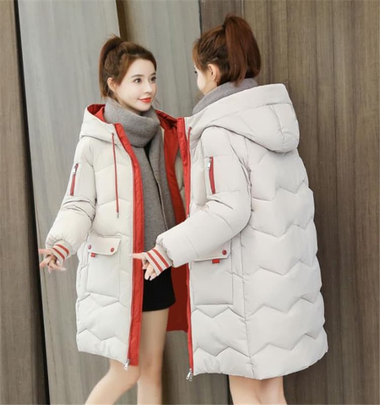 カットソー 冬服長袖ダウンコート ゆったり中丈レディース防寒着